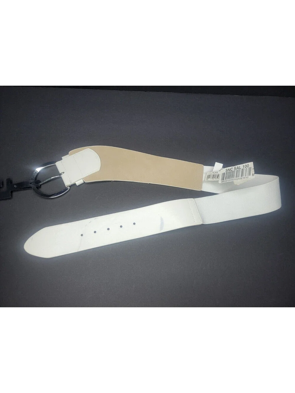 INC INTERNATIONAL CONCEPTS Womens Wide Stretch belt white M/L